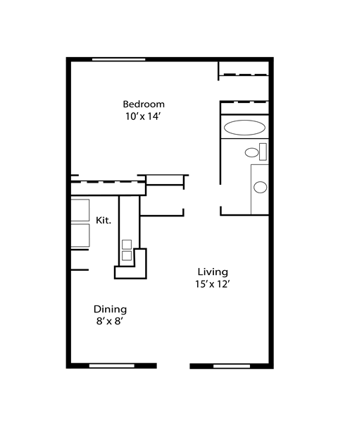 a floor plan of a small house with a kitchen and a living room